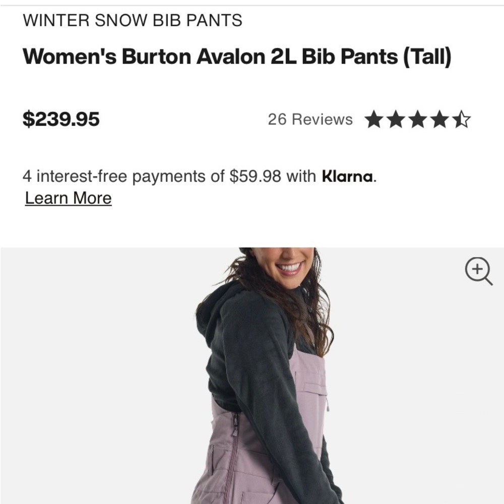 Burton woman’s large tall winter bib pants